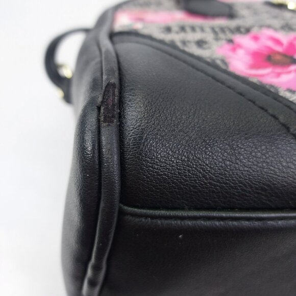 Juicy Couture Purse Black White Billboard Tote Pink Flower Satchel Bag Logo - Picture 9 of 16